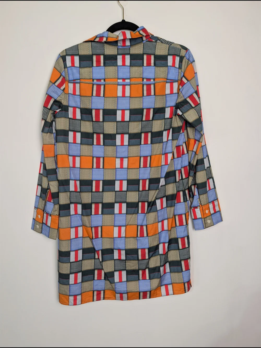 Tory Burch Geometric Block Print 100% Cotton Shirt Dress Size 2 Colorful Preppy